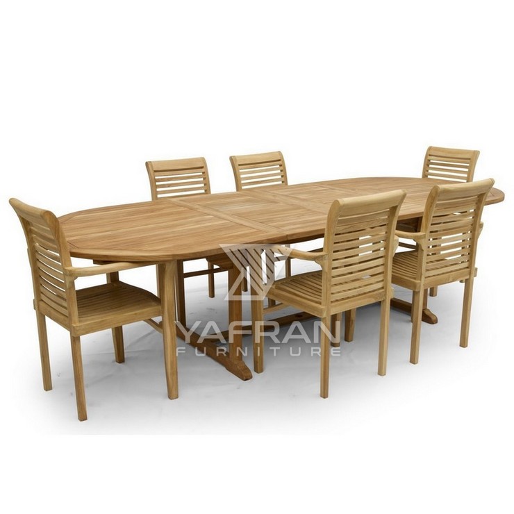 Tijn 6 Stackable Seat Garden Extendable Dining Set