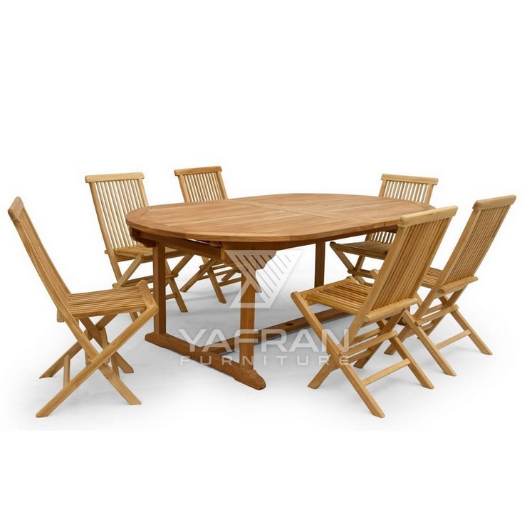 Ashton 6 Folding Chair Garden Extendable Dining Set